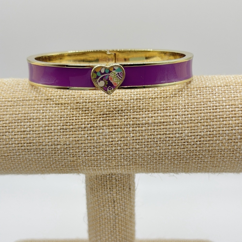 Vera Bradley Heart Bangle Purple Plum Crazy logo Bracelet Golds Preppy Coastal